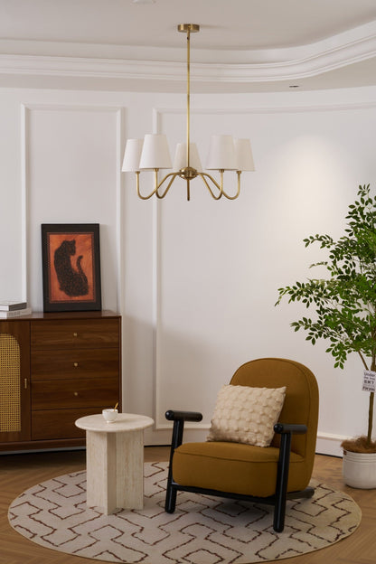 Opaluxe Brass Chandelier - Elegant Design with Adjustable Height & LED