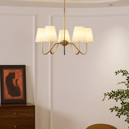 Opaluxe Brass Chandelier - Elegant Design with Adjustable Height & LED
