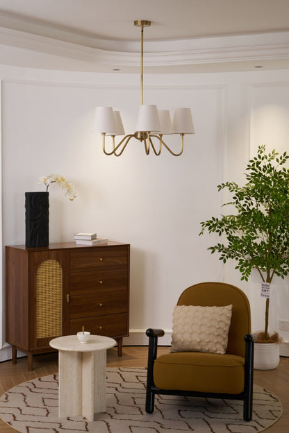 Opaluxe Brass Chandelier - Elegant Design with Adjustable Height & LED