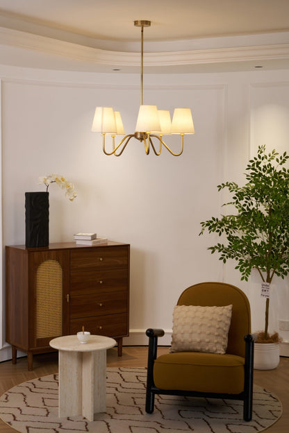 Opaluxe Brass Chandelier - Elegant Design with Adjustable Height & LED