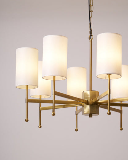 Brass Chandelier with Adjustable Height and Elegant Crystal Accents