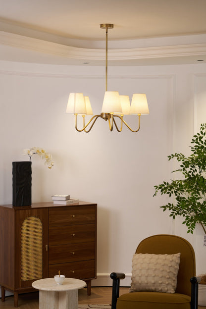 Opaluxe Brass Chandelier - Elegant Design with Adjustable Height & LED