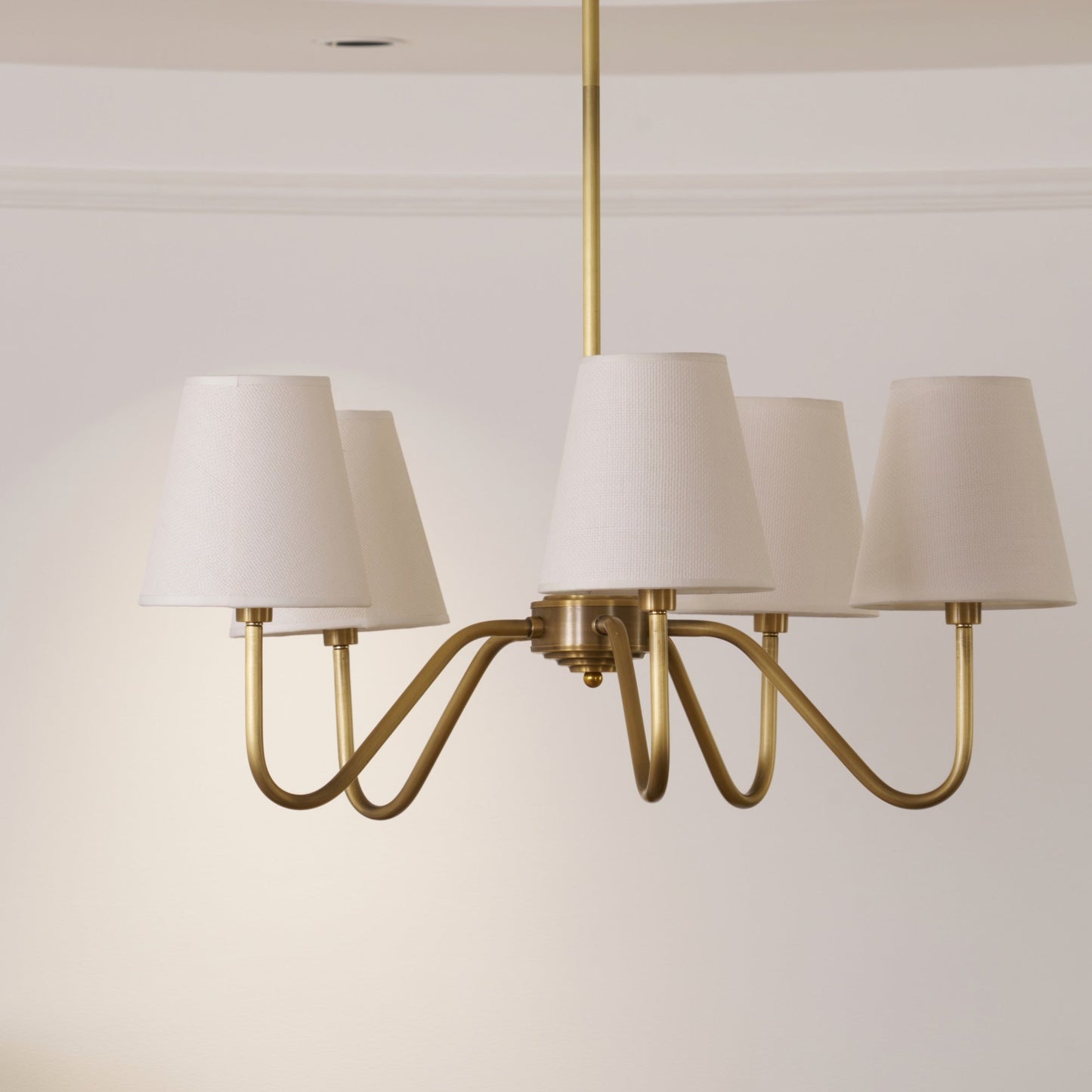Opaluxe Brass Chandelier - Elegant Design with Adjustable Height & LED