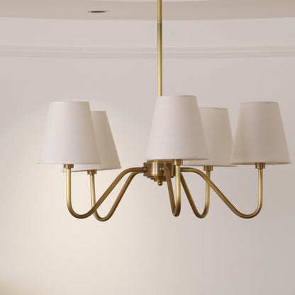 Opaluxe Brass Chandelier - Elegant Design with Adjustable Height & LED