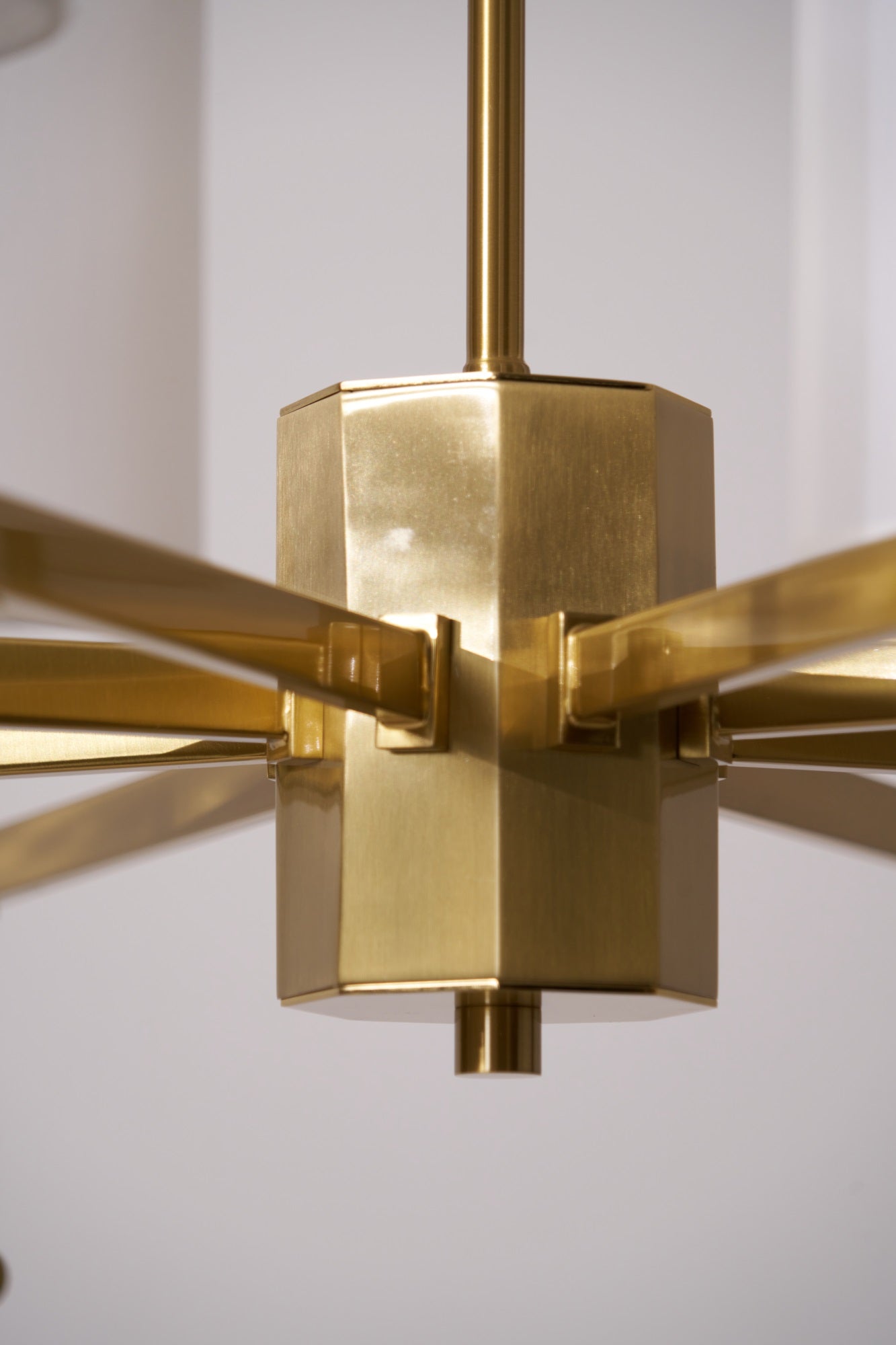 Brass Chandelier with Adjustable Height and Elegant Crystal Accents