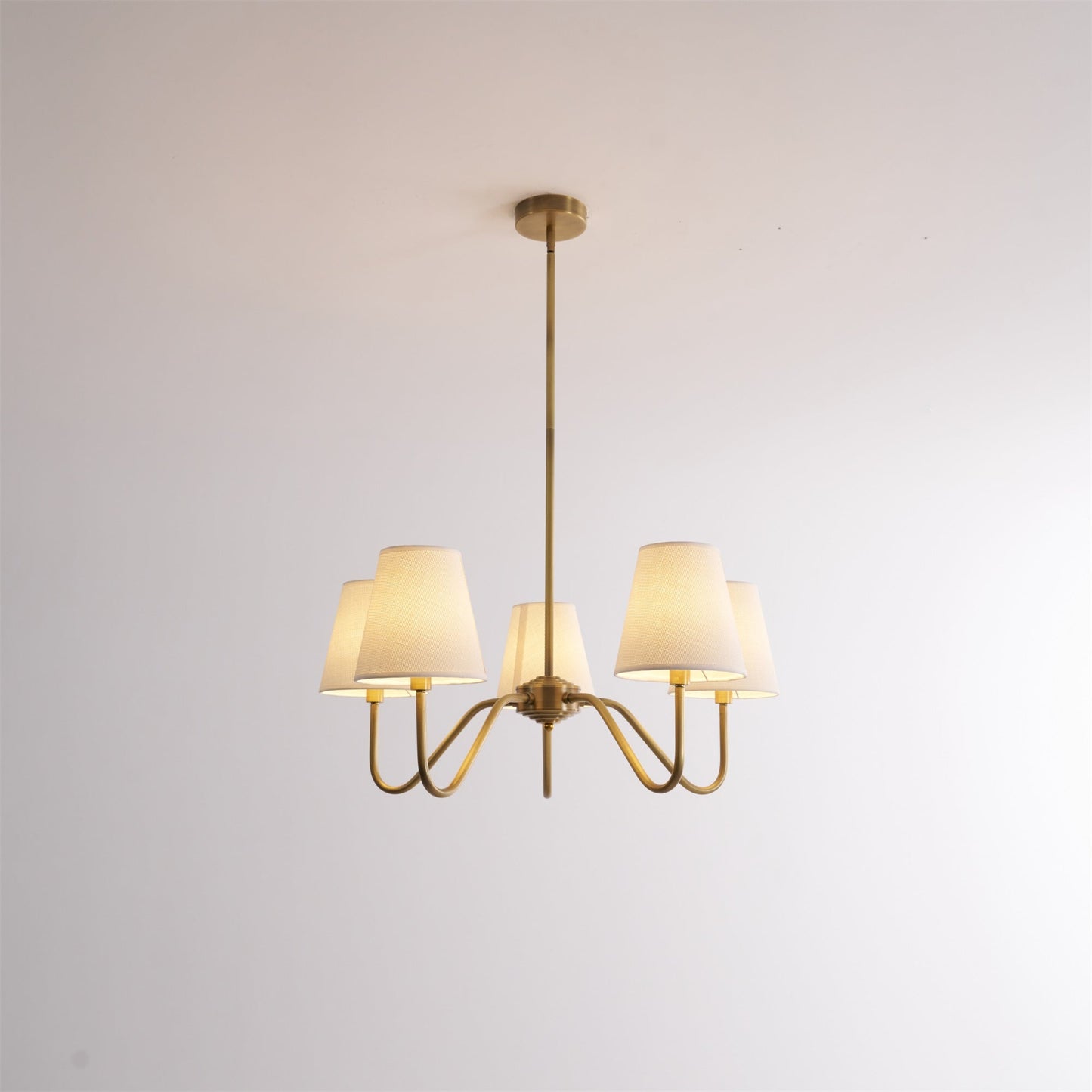 Opaluxe Brass Chandelier - Elegant Design with Adjustable Height & LED