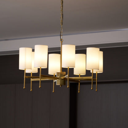 Brass Chandelier with Adjustable Height and Elegant Crystal Accents