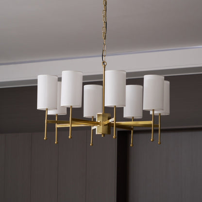 Brass Chandelier with Adjustable Height and Elegant Crystal Accents