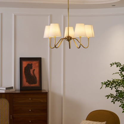 Opaluxe Brass Chandelier - Elegant Design with Adjustable Height & LED