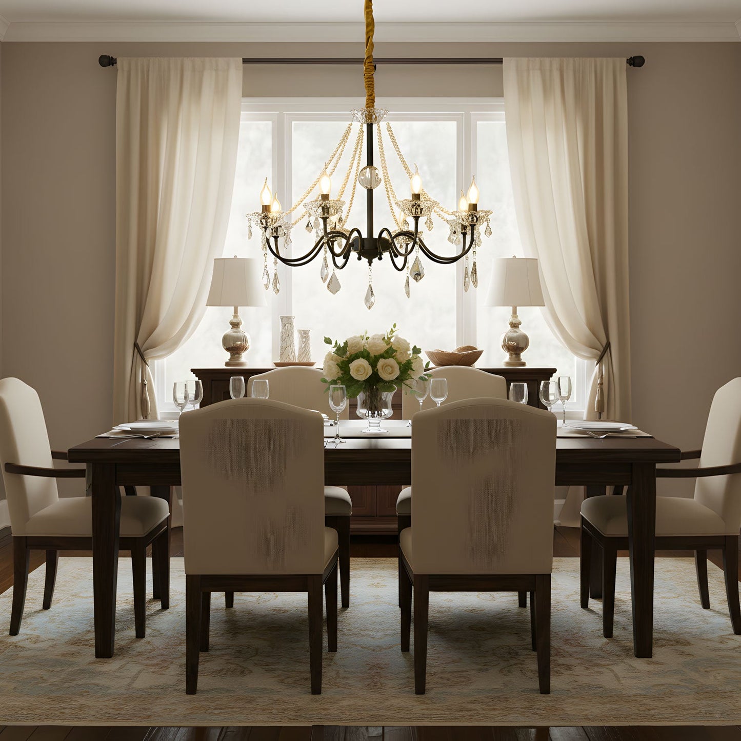Opulence Crystal Chandelier - Elegant Design with Dimmable Lights