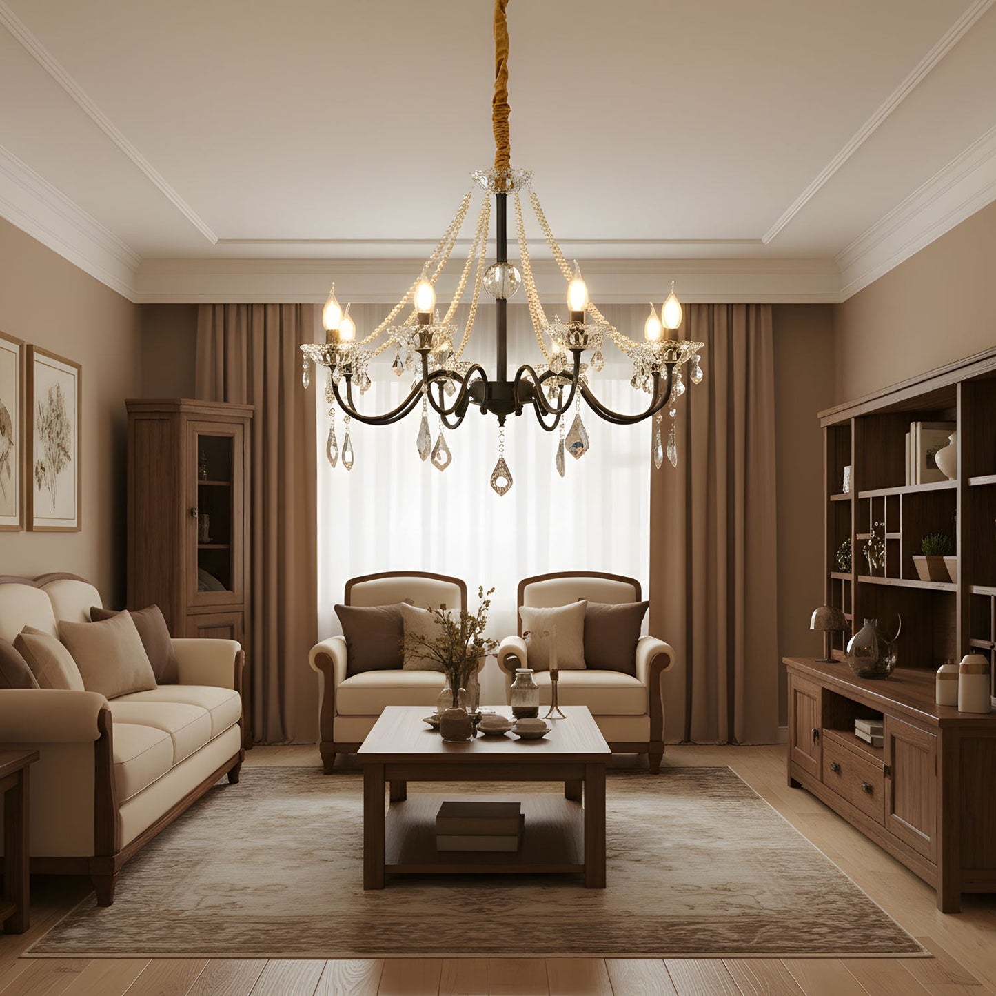 Opulence Crystal Chandelier - Elegant Design with Dimmable Lights
