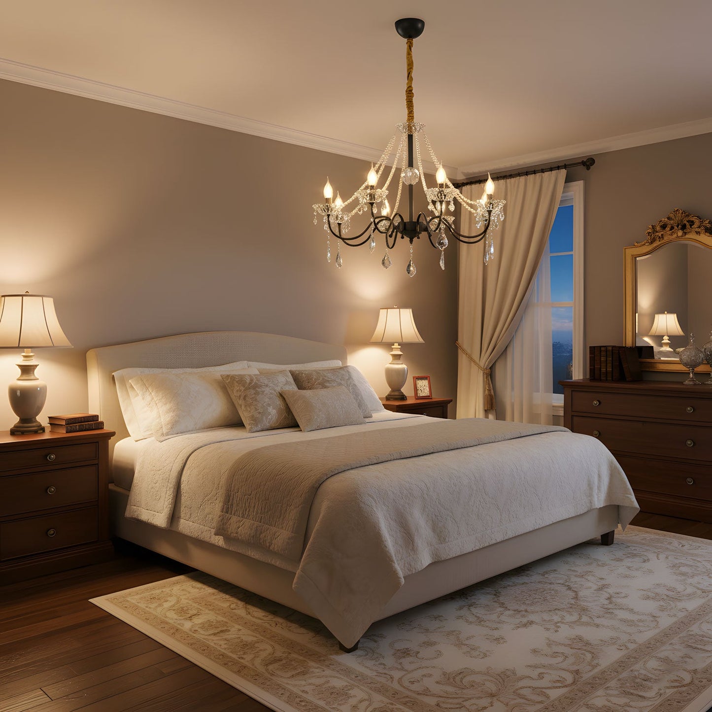 Opulence Crystal Chandelier - Elegant Design with Dimmable Lights