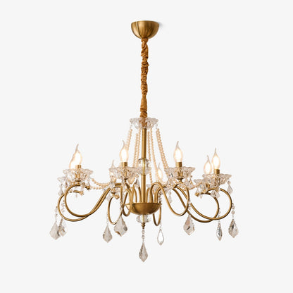 Opulent Pearl Crystal Chandelier - Elegant Design with Adjustable Heig