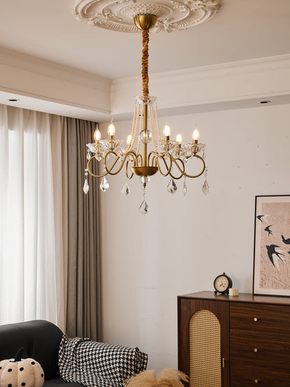 Opulent Pearl Crystal Chandelier - Elegant Design with Adjustable Heig