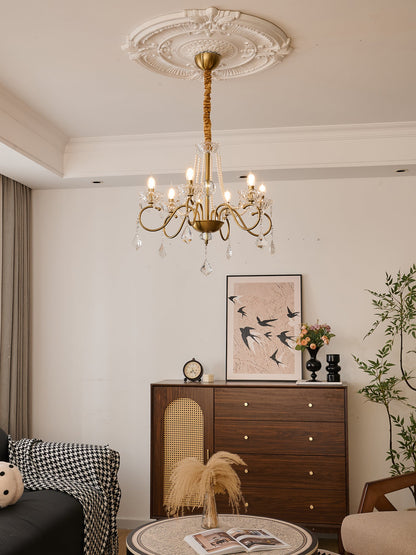 Opulent Pearl Crystal Chandelier - Elegant Design with Adjustable Heig