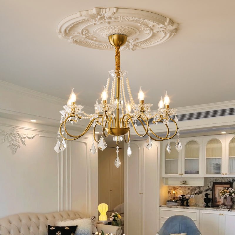 Opulent Pearl Crystal Chandelier - Elegant Design with Adjustable Heig