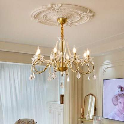 Opulent Pearl Crystal Chandelier - Elegant Design with Adjustable Heig