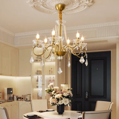 Opulent Pearl Crystal Chandelier - Elegant Design with Adjustable Heig