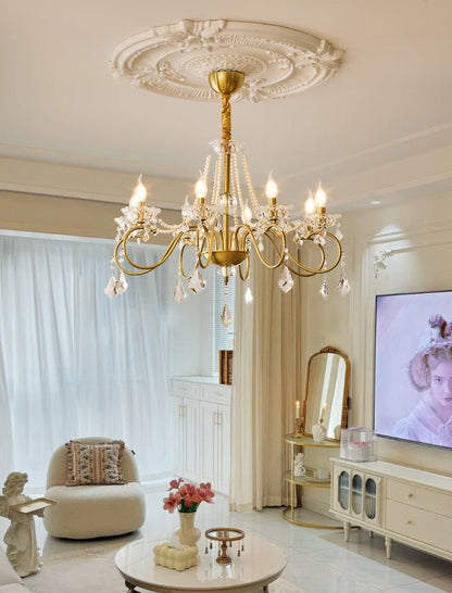 Opulent Pearl Crystal Chandelier - Elegant Design with Adjustable Heig