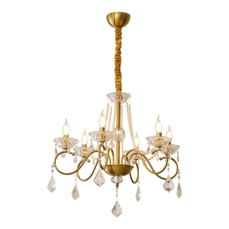Opulent Pearl Crystal Chandelier - Elegant Design with Adjustable Heig