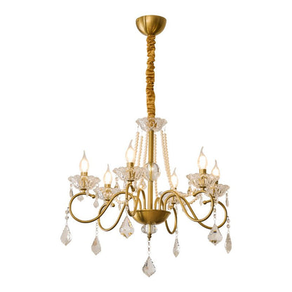 Opulent Pearl Crystal Chandelier - Elegant Design with Adjustable Heig