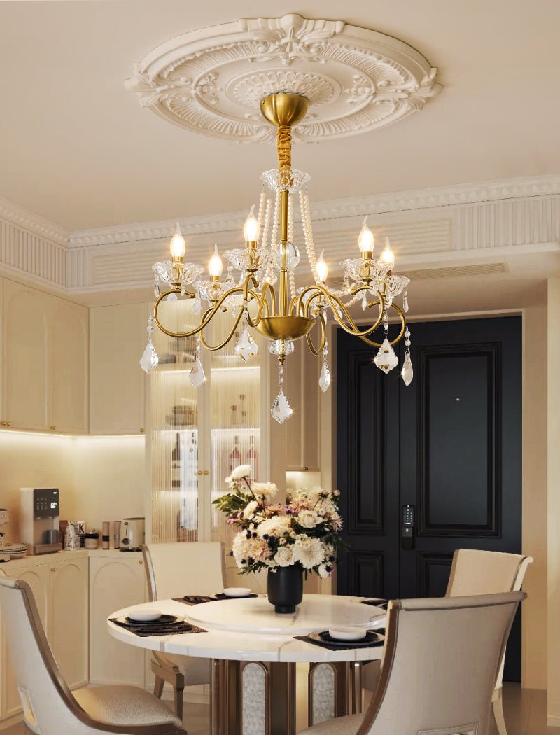 Opulent Pearl Crystal Chandelier - Elegant Design with Adjustable Heig
