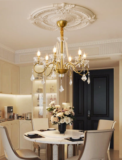 Opulent Pearl Crystal Chandelier - Elegant Design with Adjustable Heig