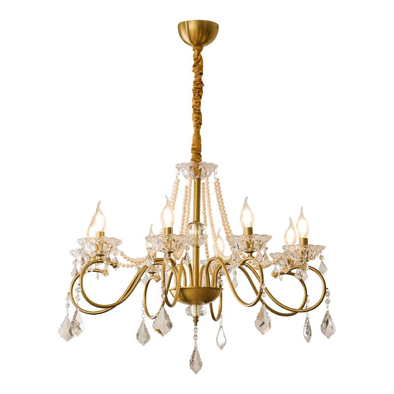 Opulent Pearl Crystal Chandelier - Elegant Design with Adjustable Heig