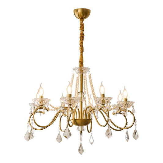 Opulent Pearl Crystal Chandelier - Elegant Design with Adjustable Heig