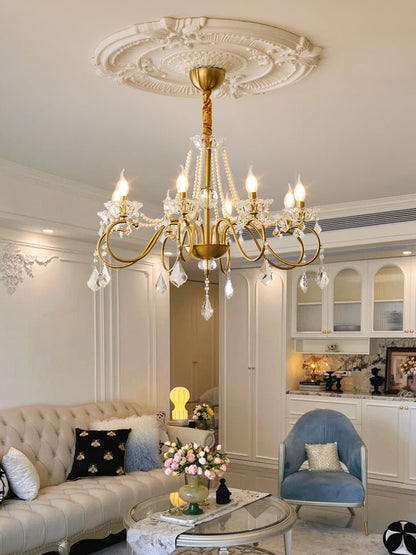 Opulent Pearl Crystal Chandelier - Elegant Design with Adjustable Heig