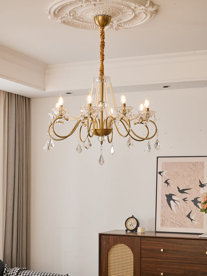 Opulent Pearl Crystal Chandelier - Elegant Design with Adjustable Heig