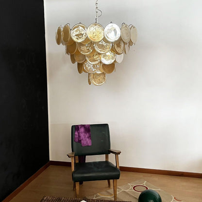 Modern Orange Glass Disc Chandelier - Elegant Design & Adjustable Heig