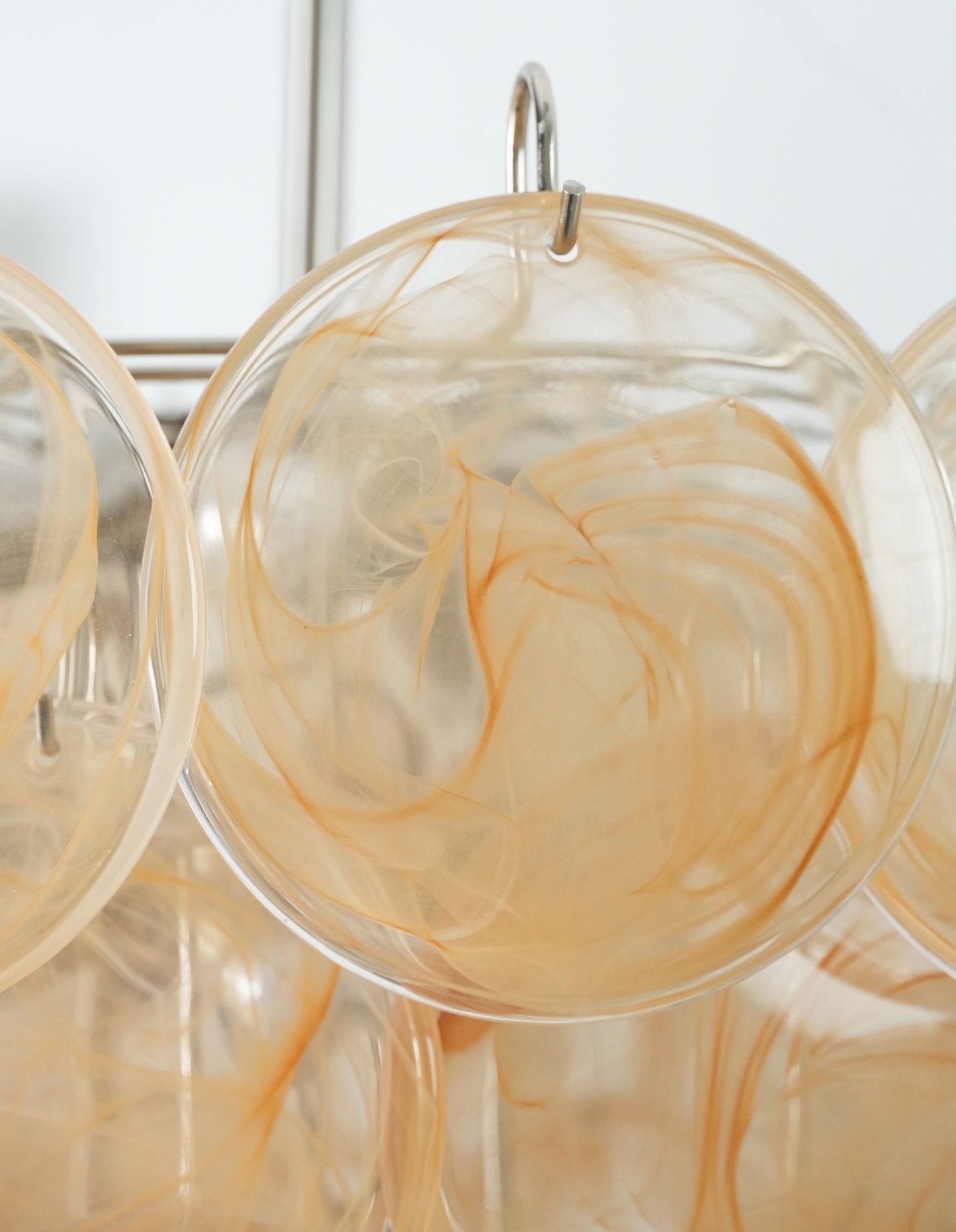 Modern Orange Glass Disc Chandelier - Elegant Design & Adjustable Heig