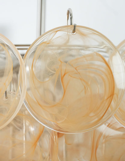 Modern Orange Glass Disc Chandelier - Elegant Design & Adjustable Heig