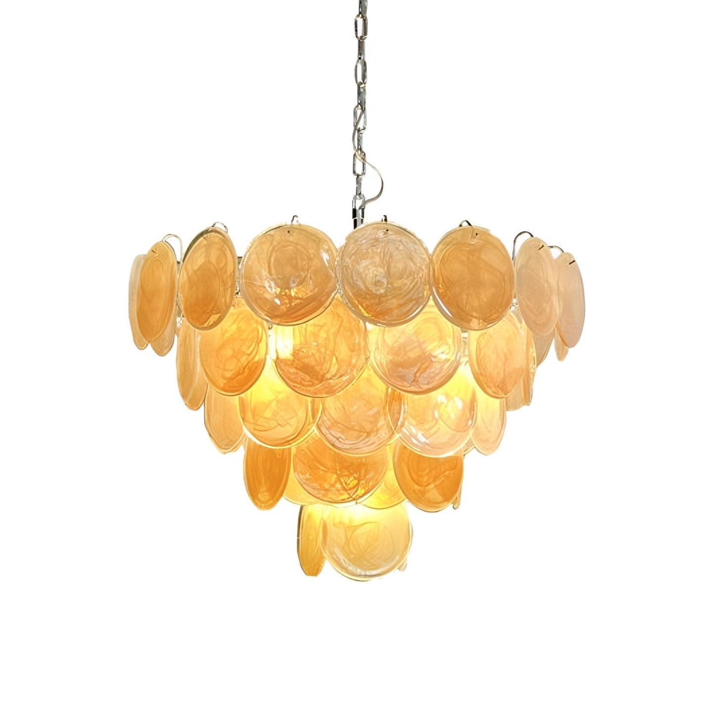Modern Orange Glass Disc Chandelier - Elegant Design & Adjustable Heig