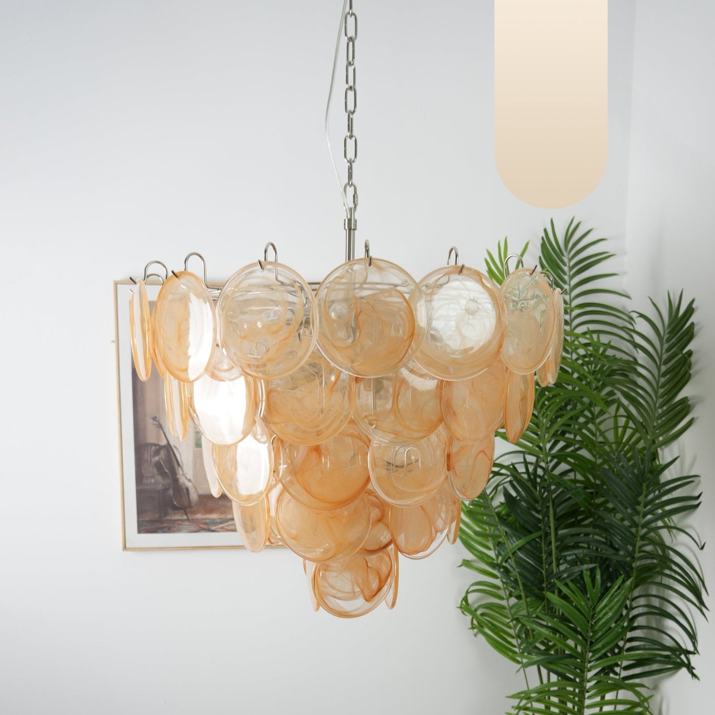 Modern Orange Glass Disc Chandelier - Elegant Design & Adjustable Heig