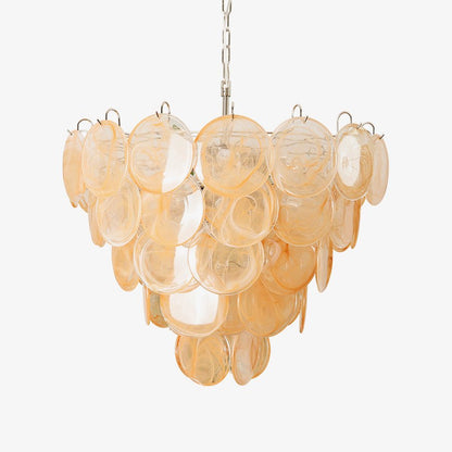 Modern Orange Glass Disc Chandelier - Elegant Design & Adjustable Heig