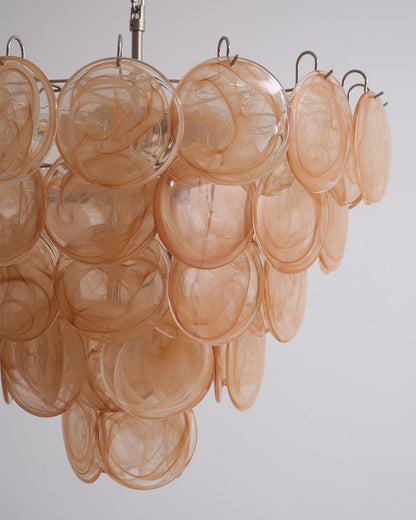 Modern Orange Glass Disc Chandelier - Elegant Design & Adjustable Heig