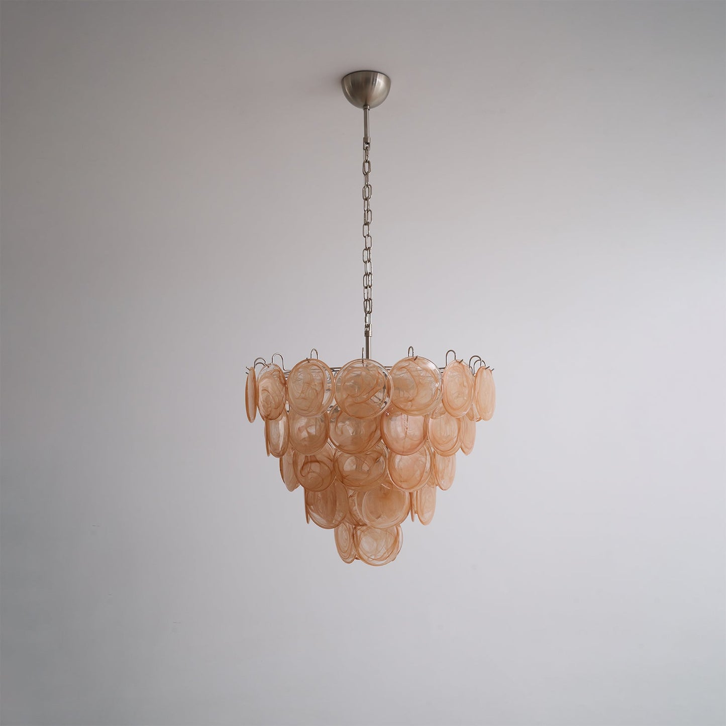 Modern Orange Glass Disc Chandelier - Elegant Design & Adjustable Heig