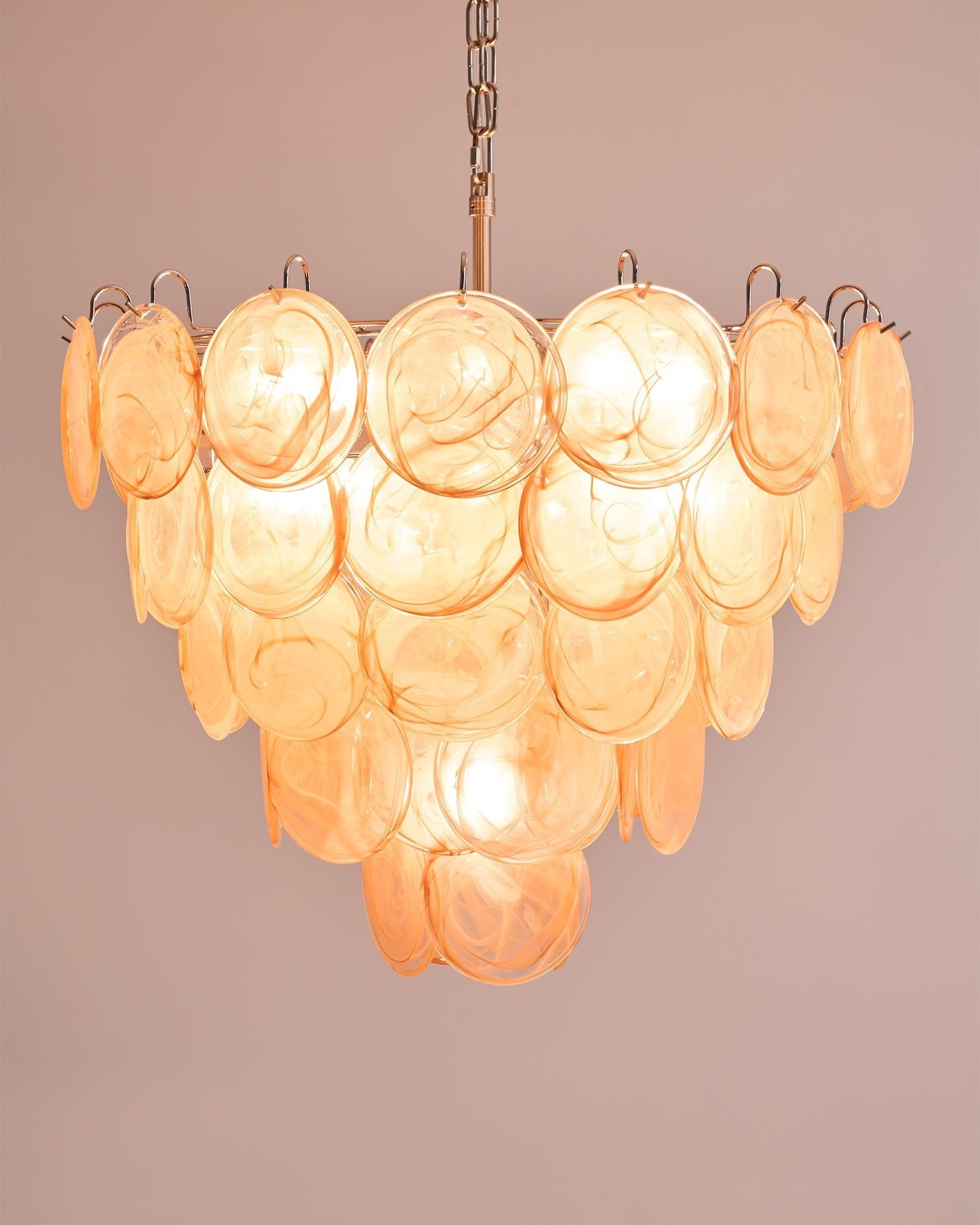 Modern Orange Glass Disc Chandelier - Elegant Design & Adjustable Heig