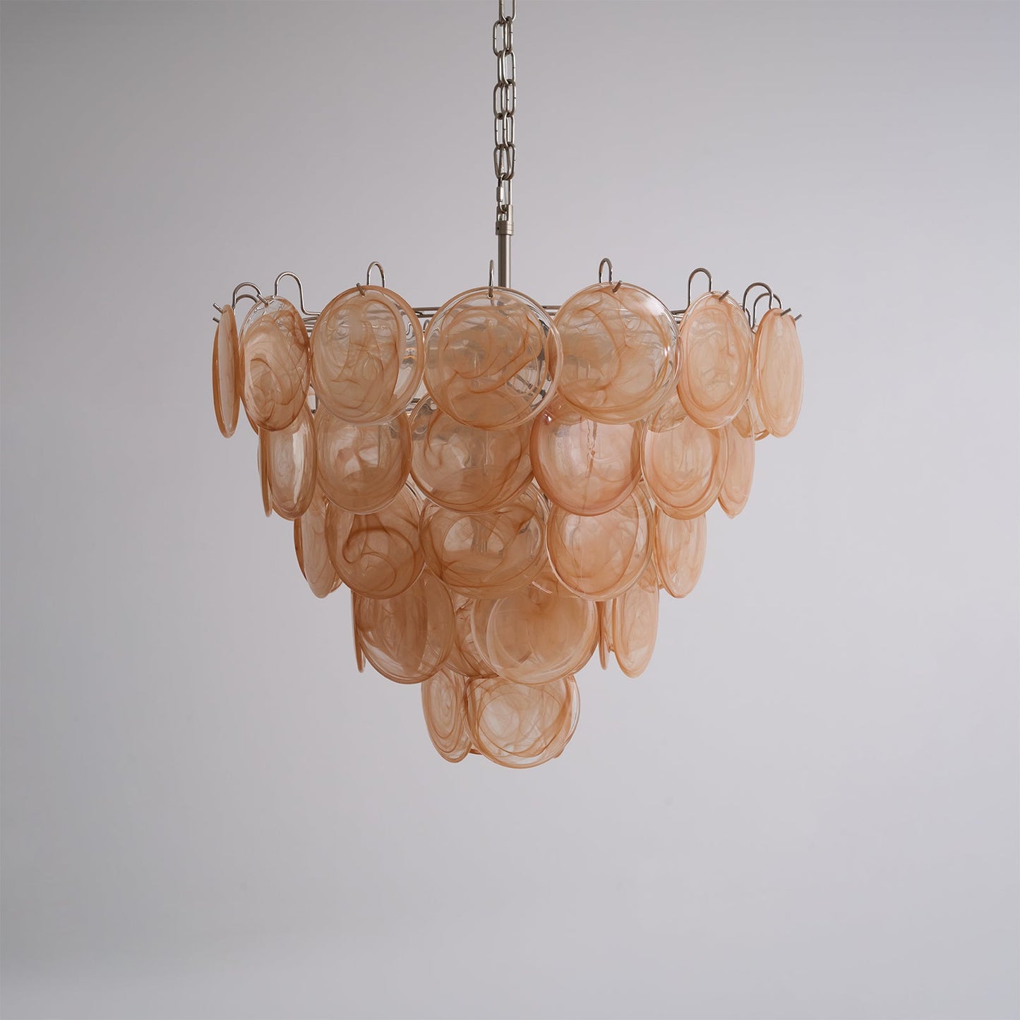 Modern Orange Glass Disc Chandelier - Elegant Design & Adjustable Heig