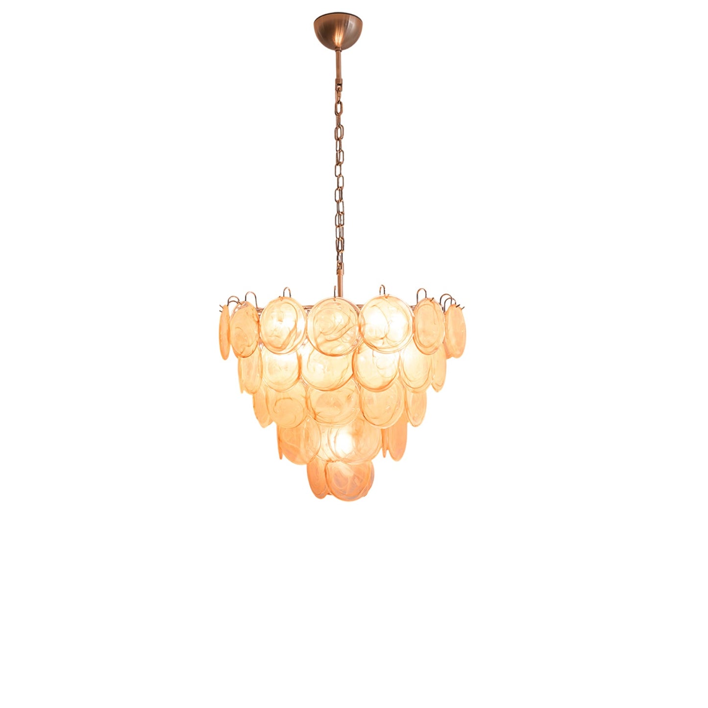 Modern Orange Glass Disc Chandelier - Elegant Design & Adjustable Heig