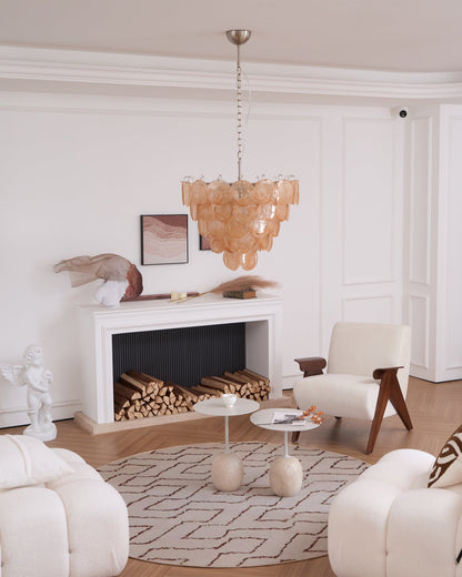 Modern Orange Glass Disc Chandelier - Elegant Design & Adjustable Heig