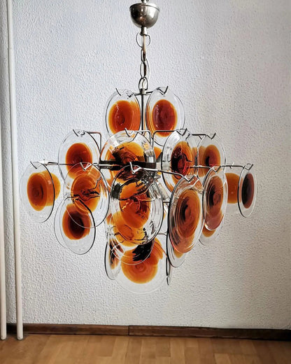 Elegant Glass Chandelier with Adjustable Height and Dimmable Lighting
