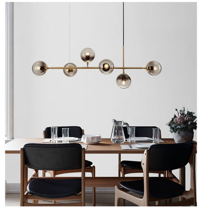 Modern Orb Chandelier - Adjustable Height, Energy-Efficient LED Lights