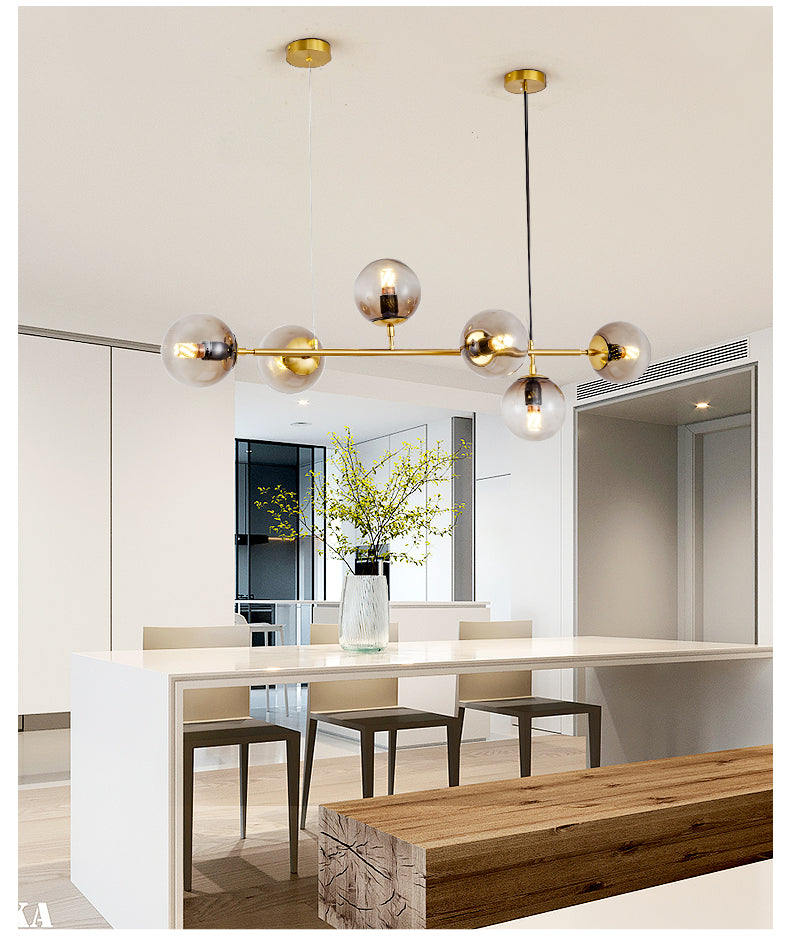 Modern Orb Chandelier - Adjustable Height, Energy-Efficient LED Lights
