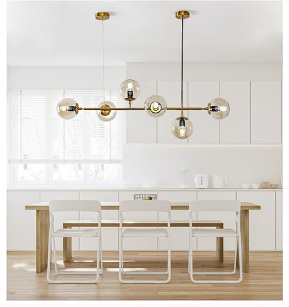 Modern Orb Chandelier - Adjustable Height, Energy-Efficient LED Lights