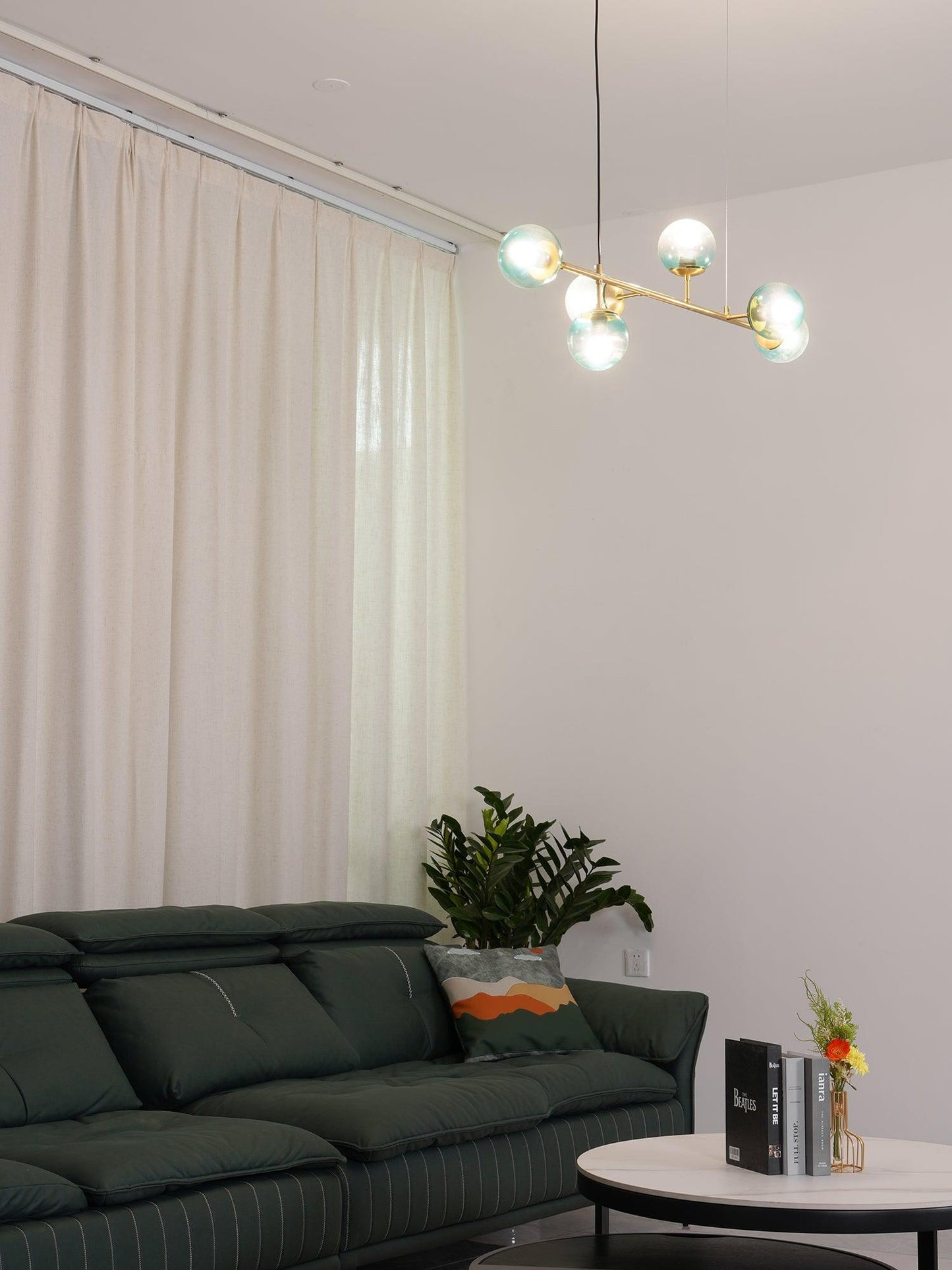 Modern Orb Chandelier - Adjustable Height, Energy-Efficient LED Lights