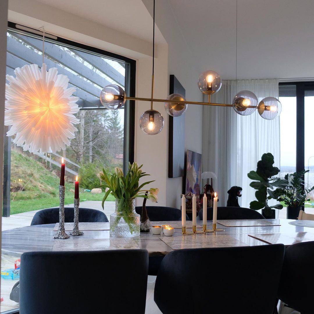 Modern Orb Chandelier - Adjustable Height, Energy-Efficient LED Lights
