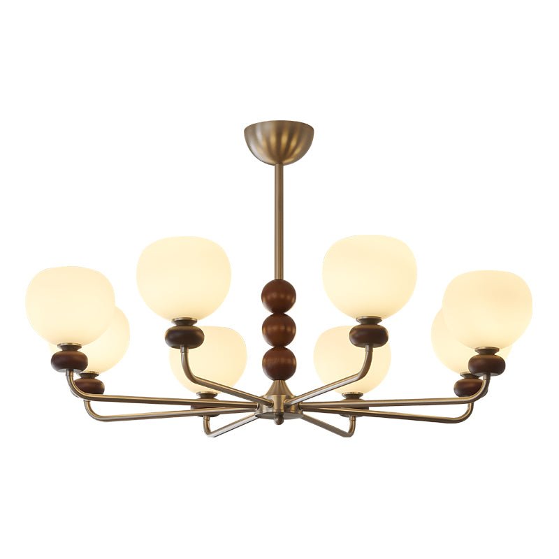 Modern Walnut Orb Chandelier - Adjustable Height, Elegant Design
